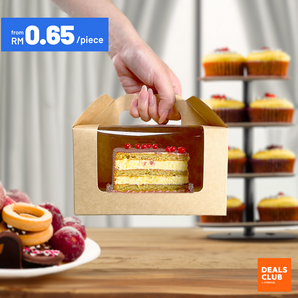 Kraft Pastry Cake Box with Handle & Window