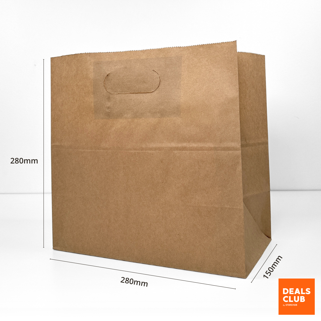 Die Cut Kraft Paper Bag with Handle 280mm x 280mm x 150mm