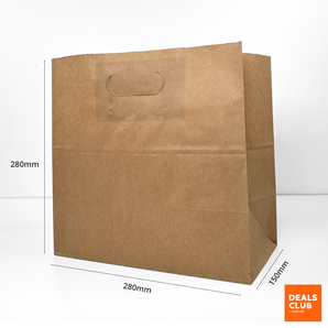 Die Cut Kraft Paper Bag with Handle 280mm x 280mm x 150mm