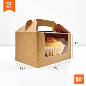 Small Kraft Pastry Box with Handle & Window