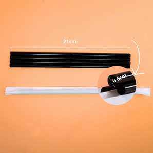 Straight Black Plastic Straw 21cm long