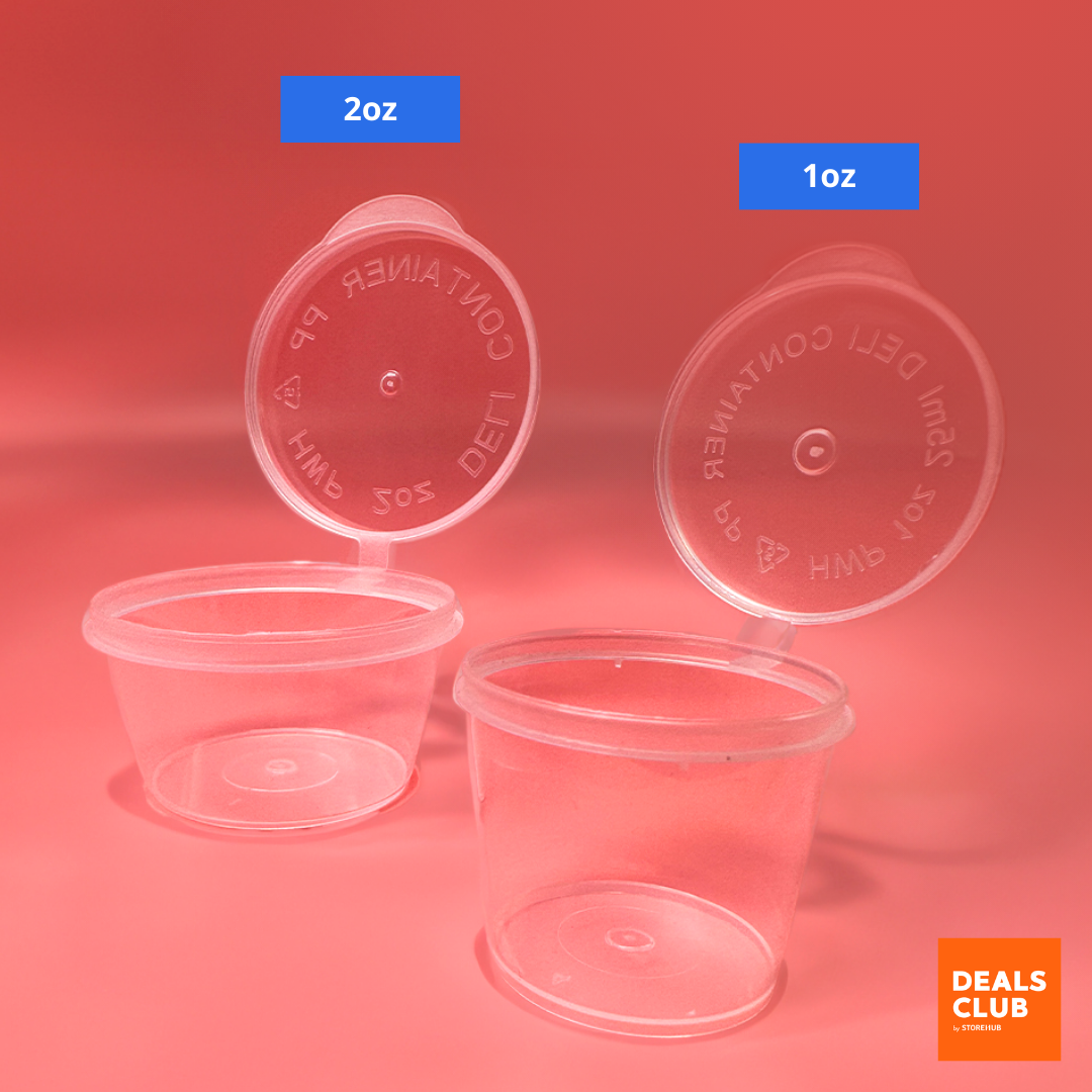 Durable Hinged-Lid Sauce Container 2oz 1oz