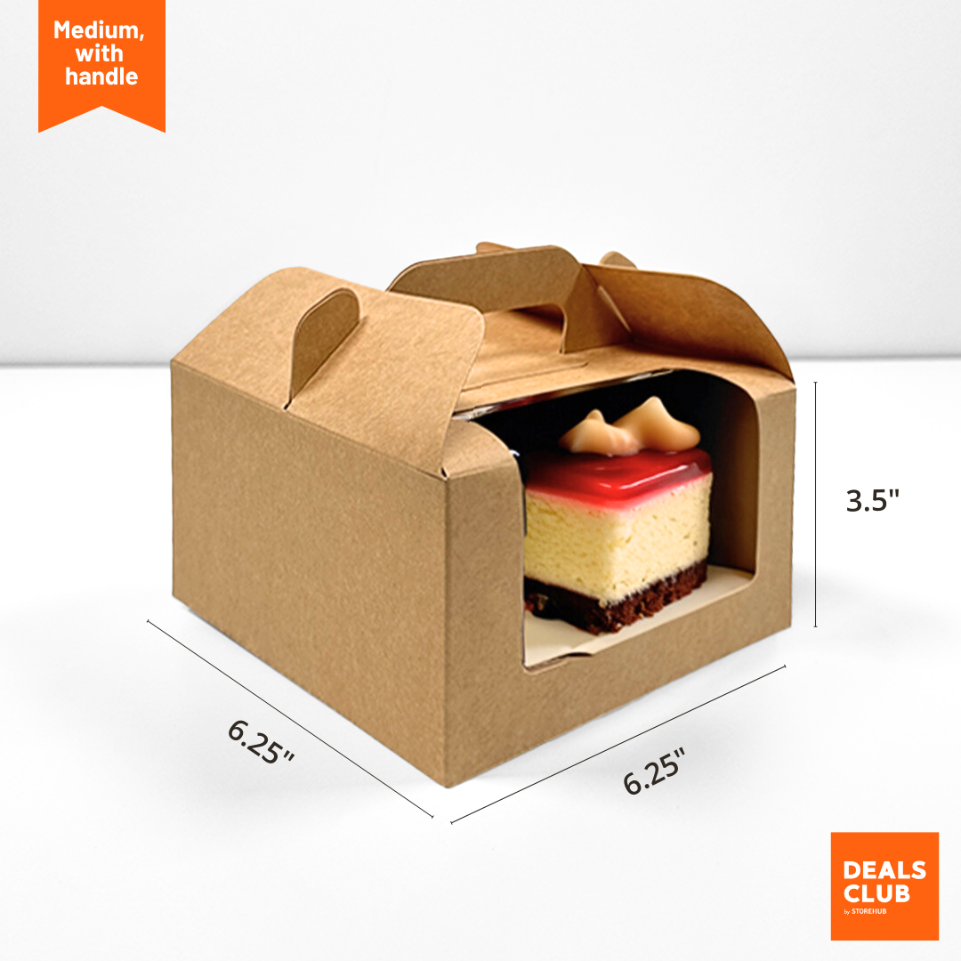 Medium Kraft Pastry Box with Handle & Window