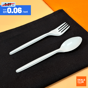 Disposable plastic fork and spoon