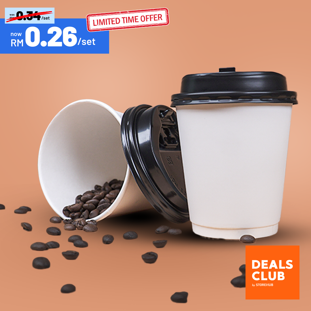 White Double Wall Coffee Cup with Lid 8oz