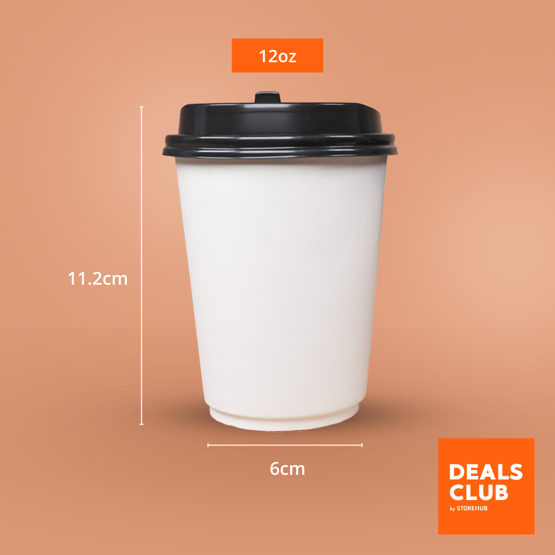 White Double Wall Coffee Cup with Lid 8oz