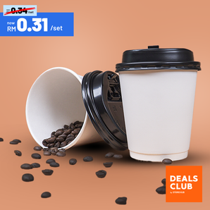 White Double Wall Coffee Cup with Lid 8oz