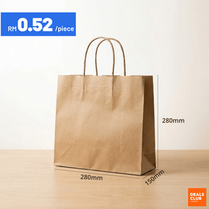 Wide kraft paper bag with twisted handle